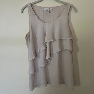 Forever 21 Ivory Ruffled Sleeveless Shirt M